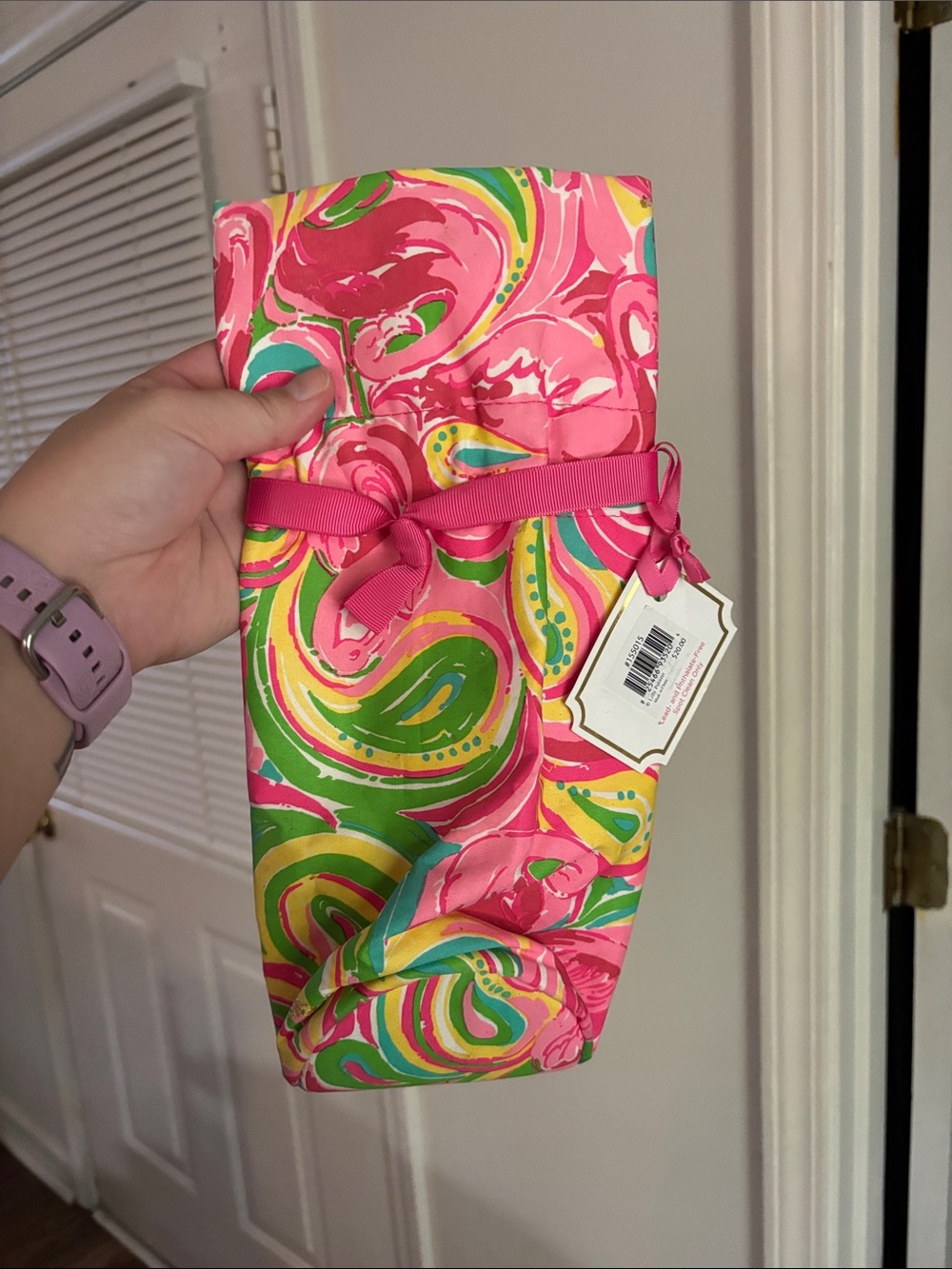 Lilly Pulitzer All Nighter Pink Multicolor Swirl Wine Bottle Tote